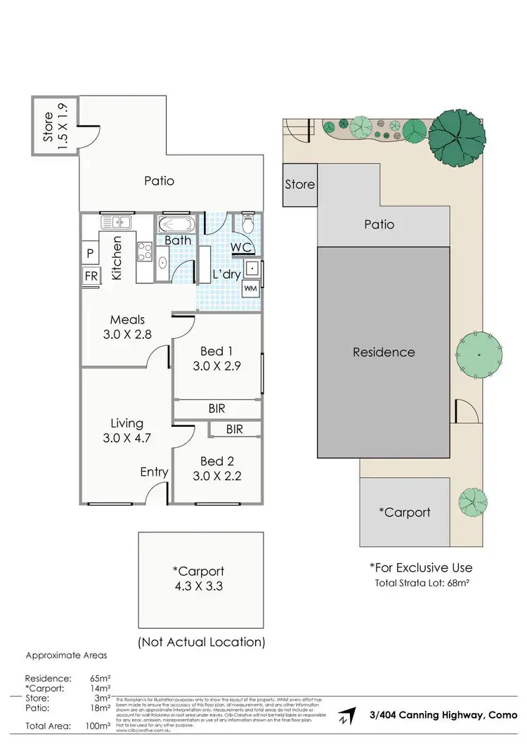 Floorplan of Homely semi-detached listing, 3/404 Canning Highway, Como WA 6152