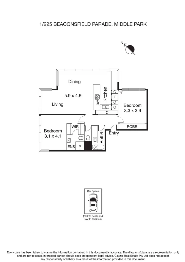 Floorplan of Homely apartment listing, 1/225 Beaconsfield Parade, Middle Park VIC 3206