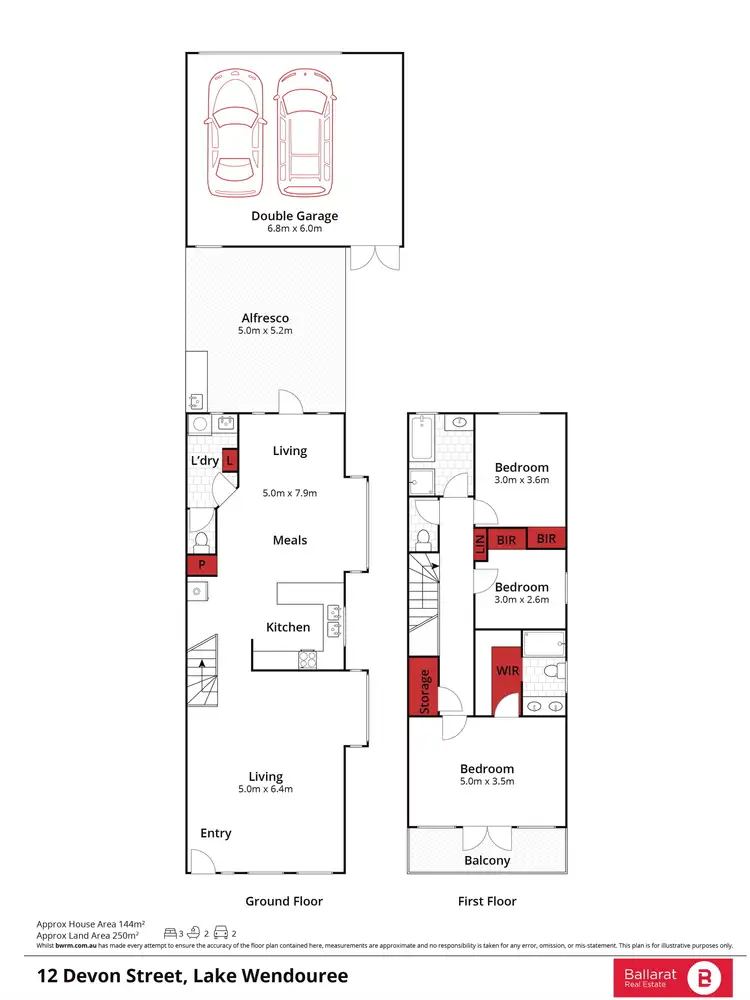 Floorplan of Homely townhouse listing, 12 Devon Street, Lake Wendouree VIC 3350