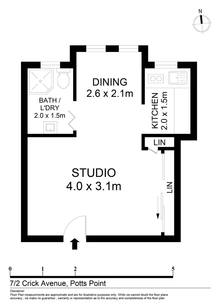 Floorplan of Homely studio listing, 7/2 Crick Avenue, Potts Point NSW 2011