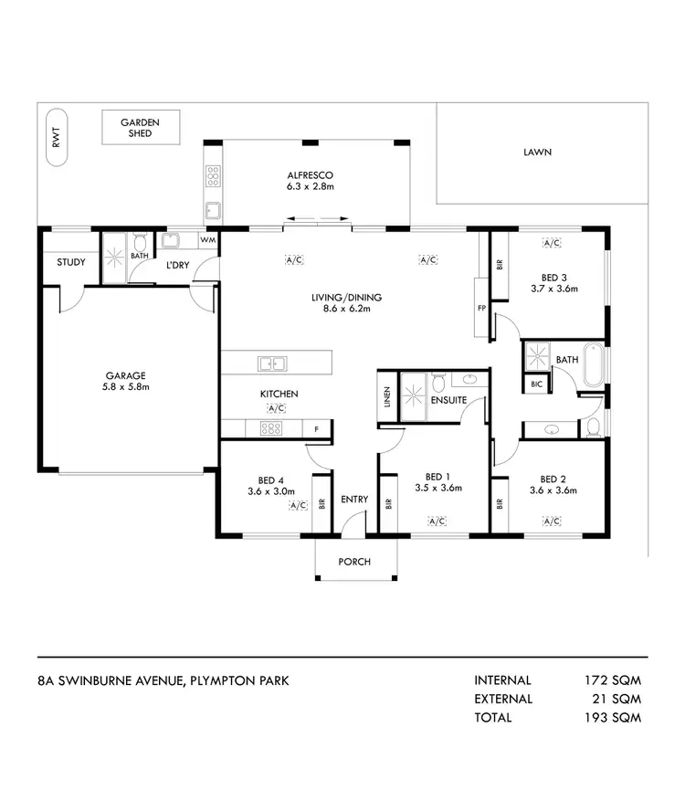 Floorplan of Homely house listing, 8A Swinburne Avenue, Plympton Park SA 5038