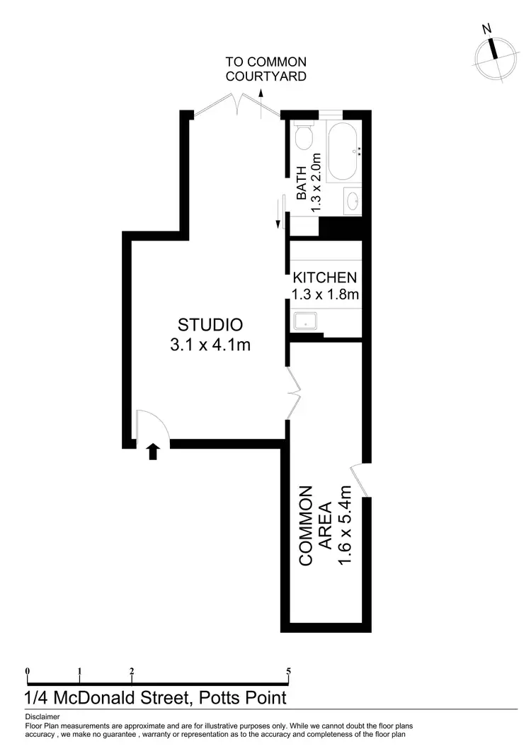Floorplan of Homely studio listing, 1/4 McDonald Street, Potts Point NSW 2011