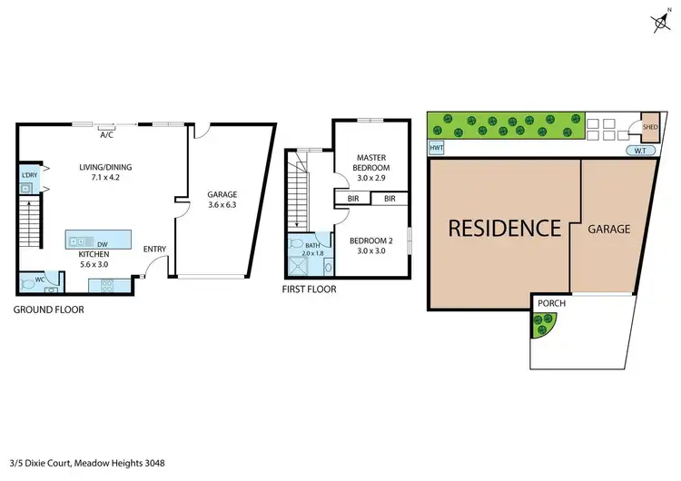 Floorplan of Homely townhouse listing, 3/5 Dixie Court, Meadow Heights VIC 3048