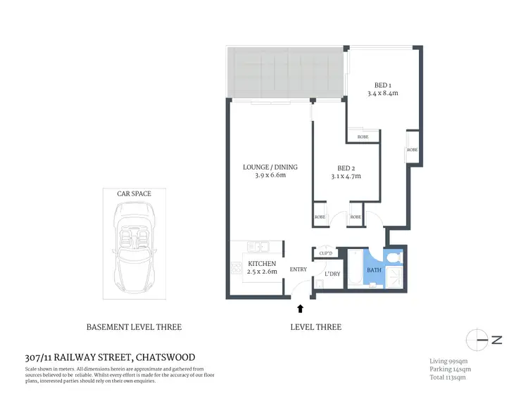 Floorplan of Homely apartment listing, 307/11 Railway Street, Chatswood NSW 2067