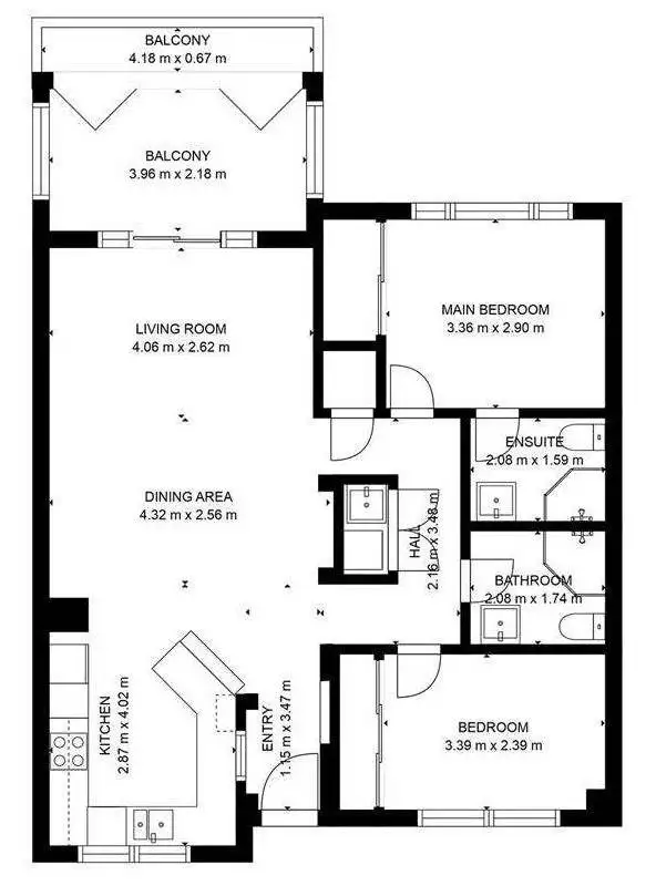 Floorplan of Homely apartment listing, 227/2-8 Rigg Street, Woree QLD 4868