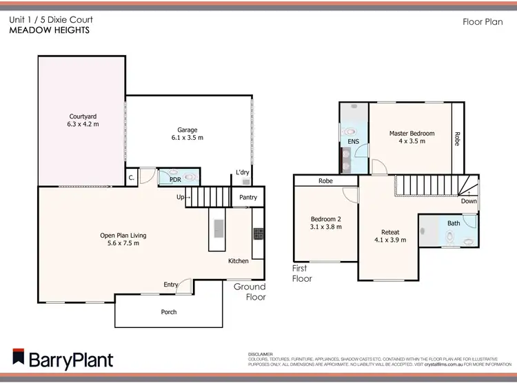 Floorplan of Homely townhouse listing, 1/5 Dixie Court, Meadow Heights VIC 3048