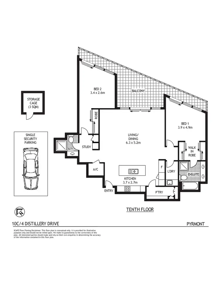 Floorplan of Homely apartment listing, 10C/4 Distillery Drive, Pyrmont NSW 2009