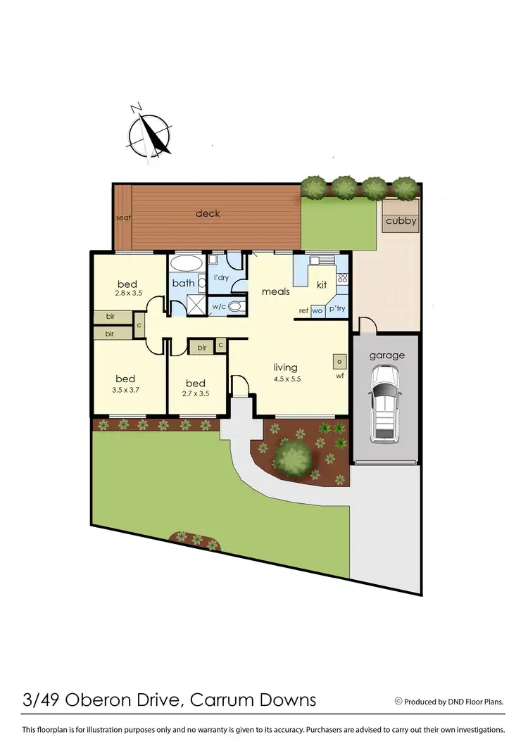 Floorplan of Homely unit listing, 3/49 Oberon Drive, Carrum Downs VIC 3201