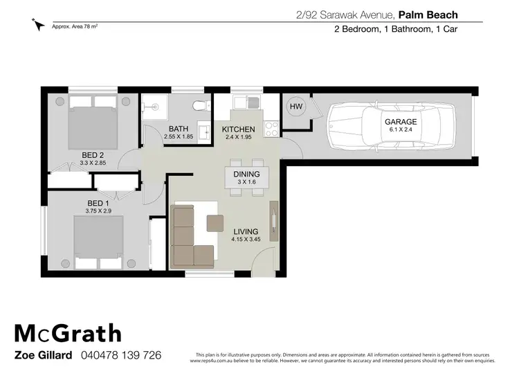 Floorplan of Homely unit listing, 2/92 Sarawak Avenue, Palm Beach QLD 4221