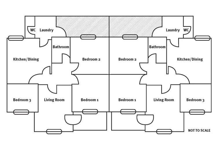 Floorplan of Homely semi-detached listing, 2-4 Heading Street, Whyalla Stuart SA 5608