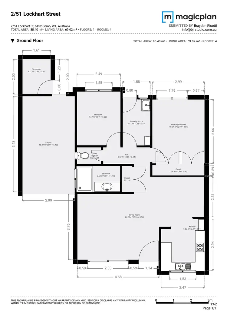 Floorplan of Homely villa listing, 2/51 Lockhart Street, Como WA 6152