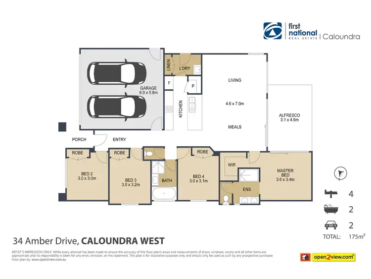 Floorplan of Homely house listing, 34 Amber Drive, Caloundra West QLD 4551