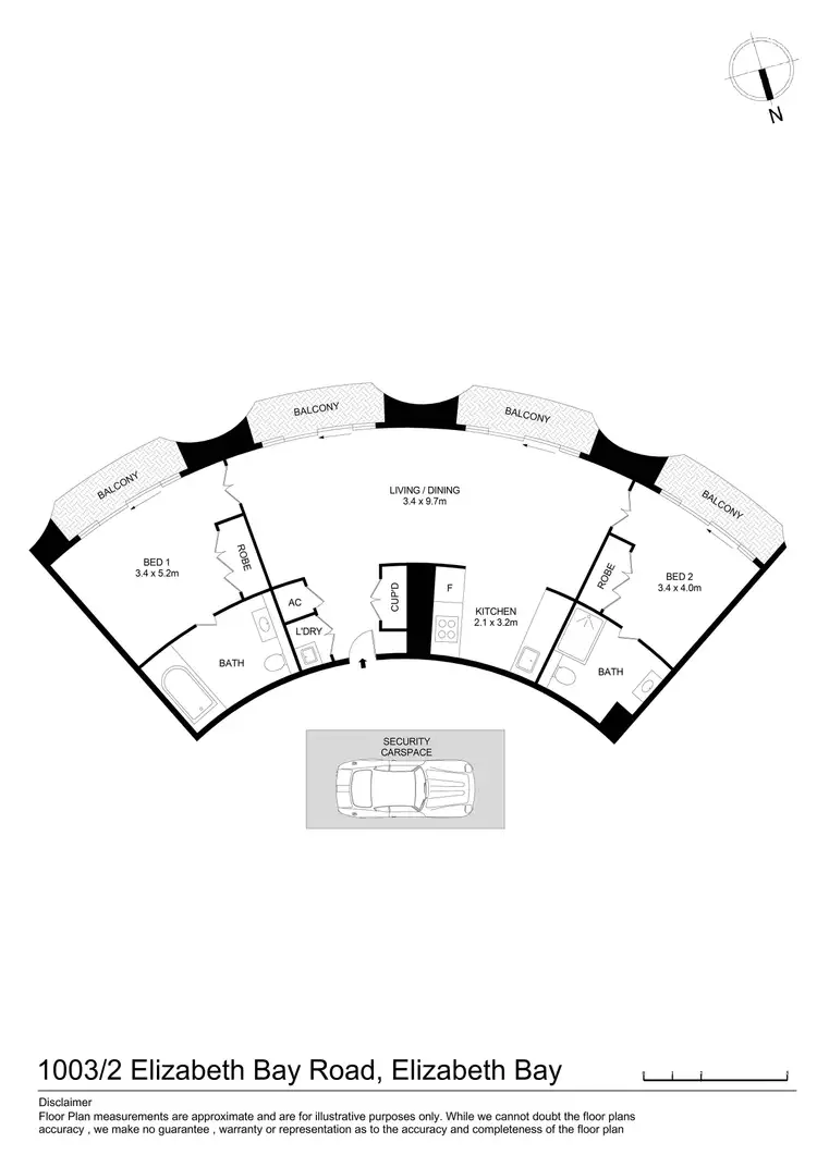 Floorplan of Homely apartment listing, 1003/2 Elizabeth Bay Road, Elizabeth Bay NSW 2011