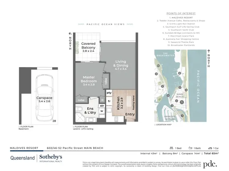 Floorplan of Homely apartment listing, 602/46-52 Pacific Street, Main Beach QLD 4217