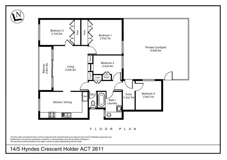 Floorplan of Homely apartment listing, 14/5 Hyndes Crescent, Holder ACT 2611