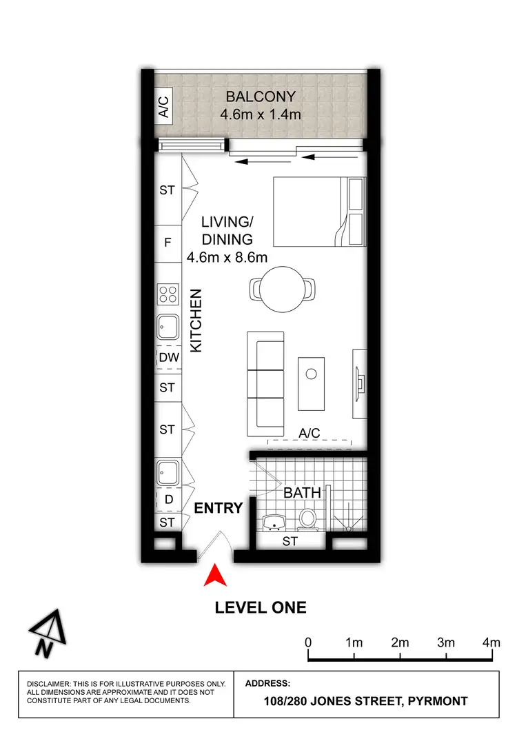 Floorplan of Homely studio listing, 108/280 Jones Street, Pyrmont NSW 2009