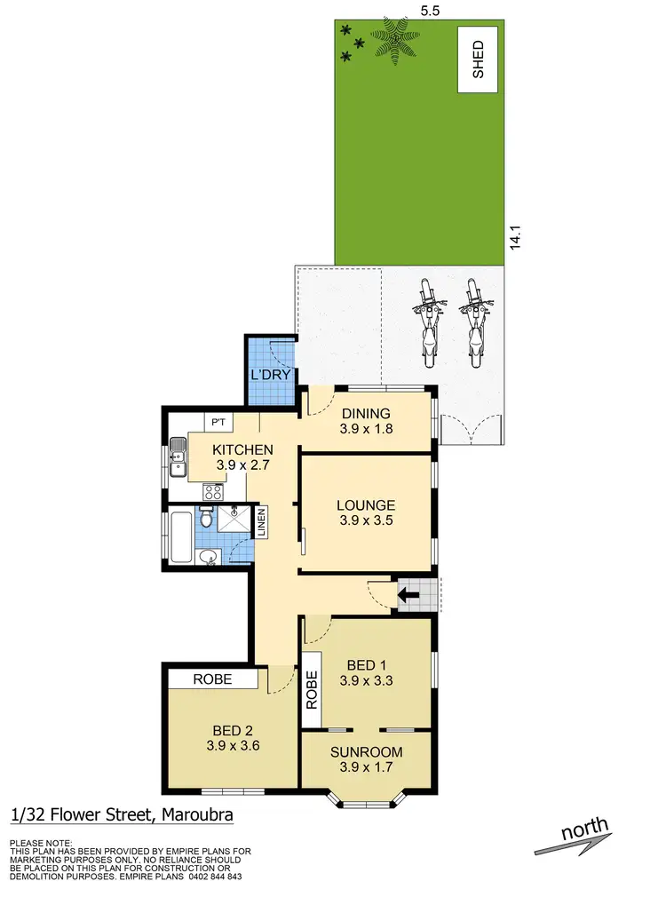 Floorplan of Homely semi-detached listing, 1/32 Flower Street, Maroubra NSW 2035