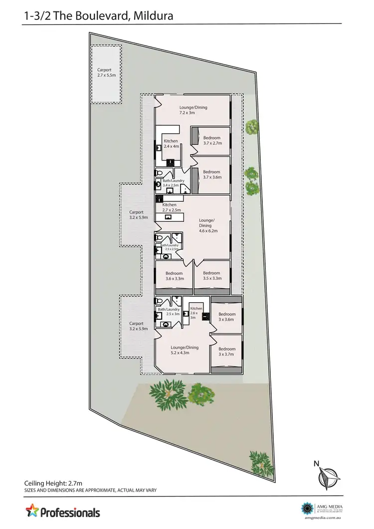 Floorplan of Homely block of units listing, 1 & 2/2 The Boulevard, Mildura VIC 3500