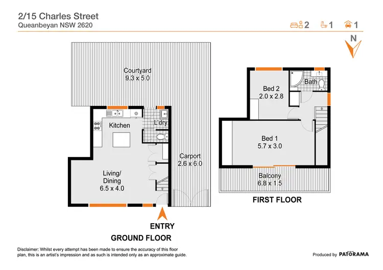 Floorplan of Homely townhouse listing, 2/15 Charles Street, Queanbeyan NSW 2620