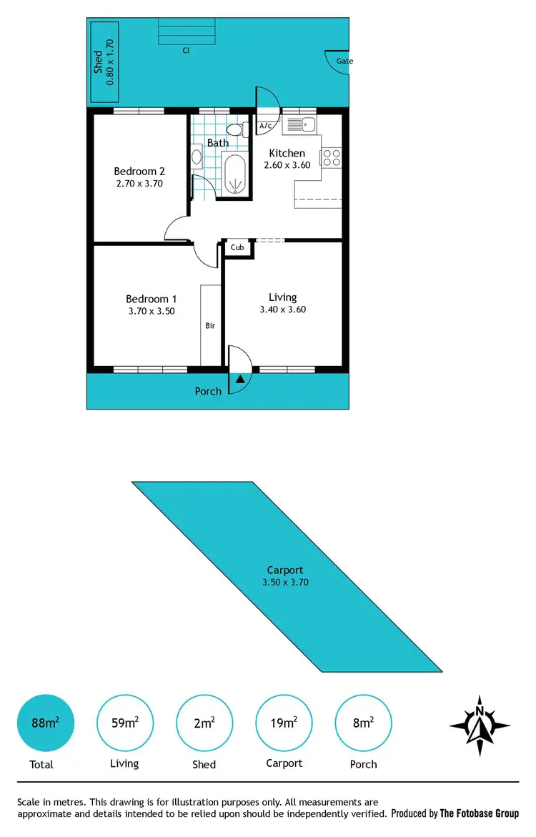 Floorplan of Homely unit listing, 2/47 Boss Avenue, Marleston SA 5033