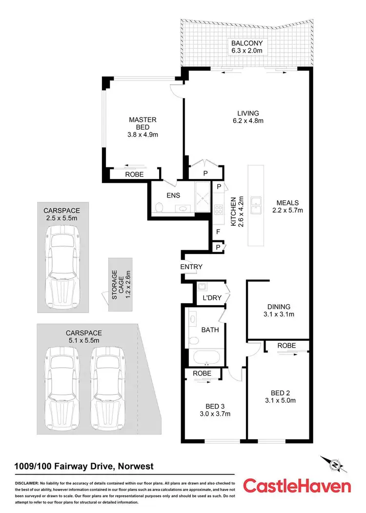 Floorplan of Homely apartment listing, 1009/100 Fairway Drive, Norwest NSW 2153
