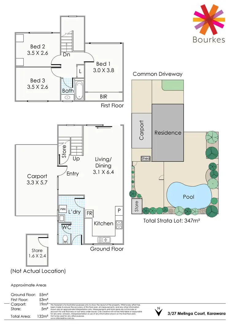Floorplan of Homely townhouse listing, 3/27 Melinga Court, Karawara WA 6152