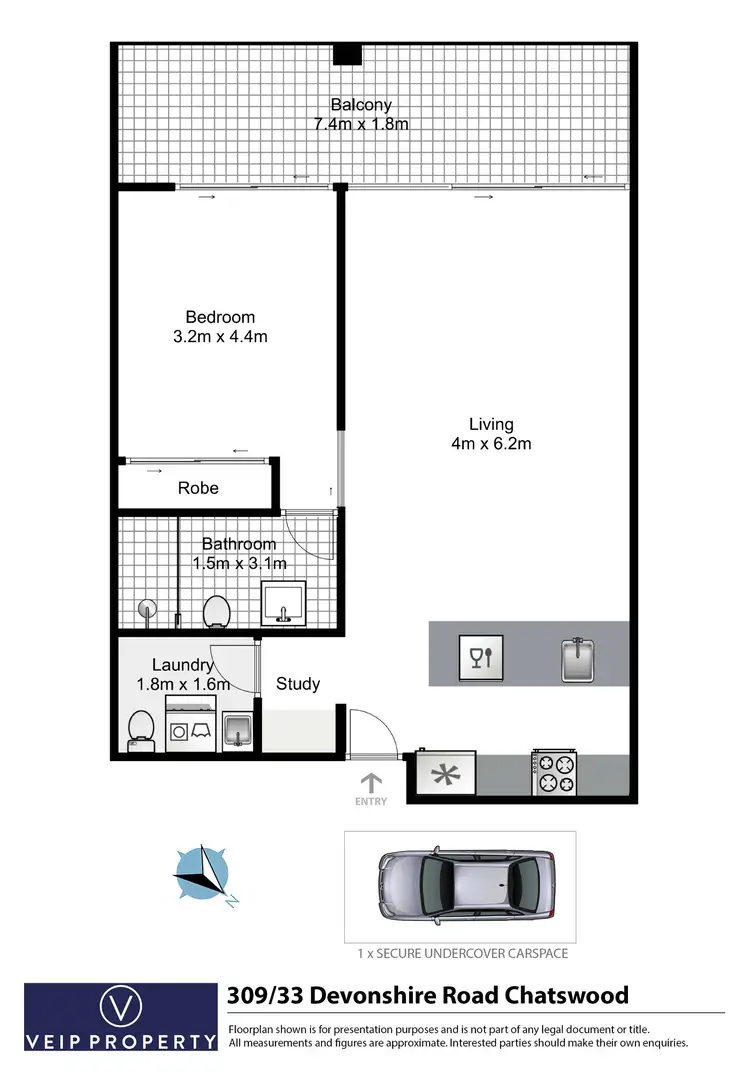 Floorplan of Homely apartment listing, Level 3/309/33 Devonshire Street, Chatswood NSW 2067