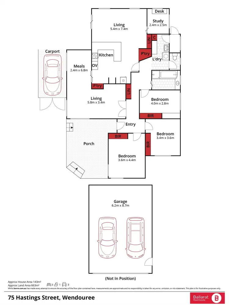 Floorplan of Homely house listing, 75 Hastings Street, Wendouree VIC 3355