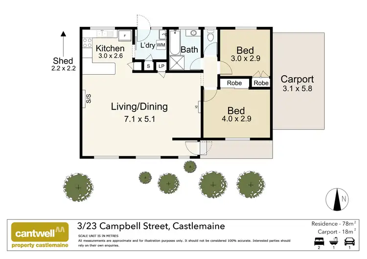Floorplan of Homely unit listing, 3/23 Campbell Street, Castlemaine VIC 3450