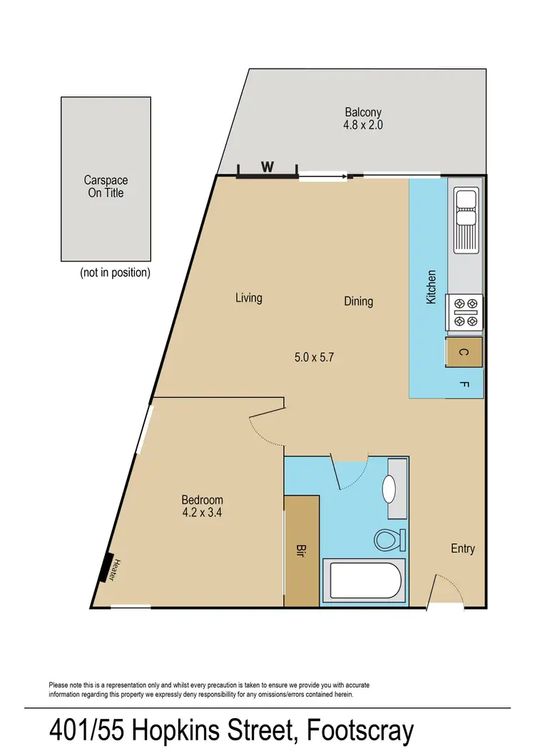 Floorplan of Homely apartment listing, 401/55 Hopkins Street, Footscray VIC 3011