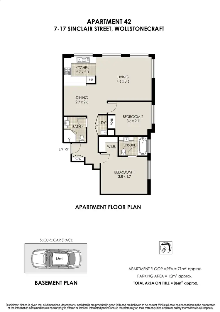 Floorplan of Homely apartment listing, 42/7-17 Sinclair Street, Wollstonecraft NSW 2065