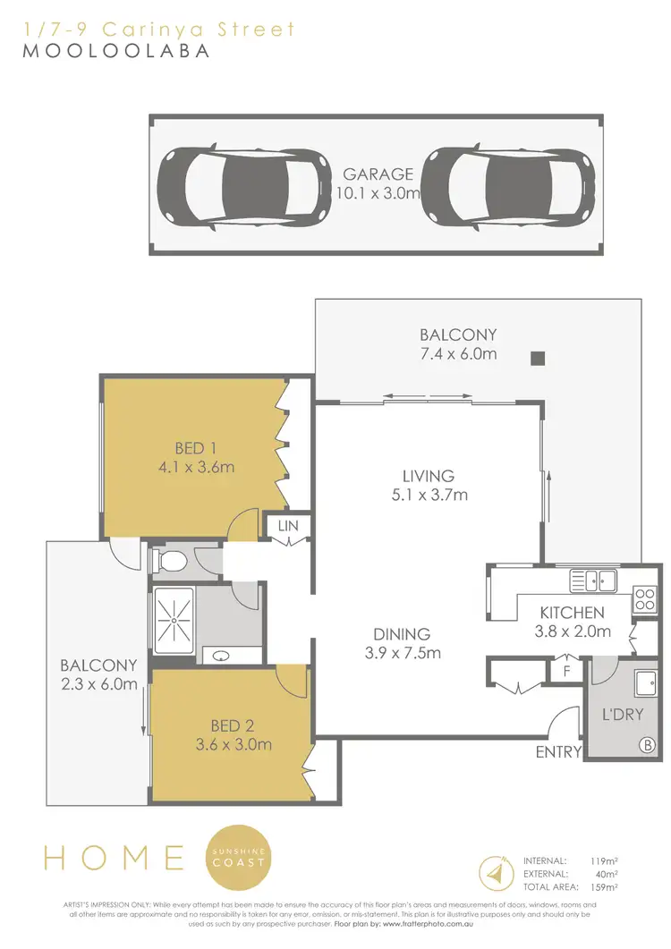 Floorplan of Homely unit listing, 1/7-9 Carinya Street, Mooloolaba QLD 4557