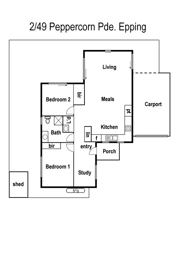 Floorplan of Homely unit listing, 2/49 Peppercorn Parade, Epping VIC 3076