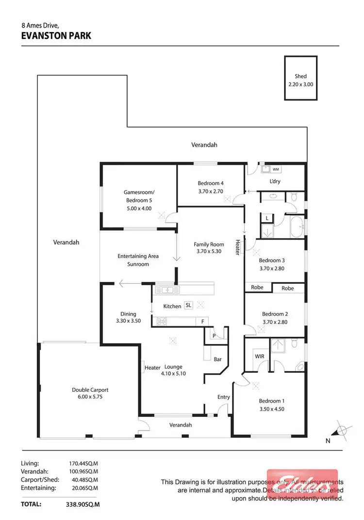 Floorplan of Homely house listing, 8 Ames Drive, Evanston Park SA 5116