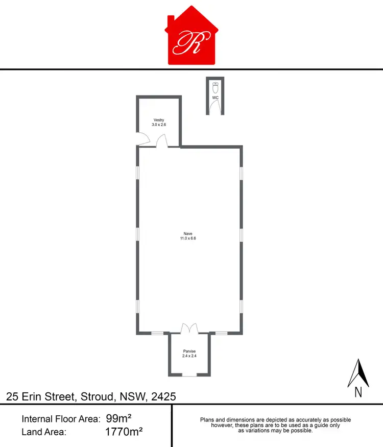 Floorplan of Homely studio listing, 25 Erin Street, Stroud NSW 2425