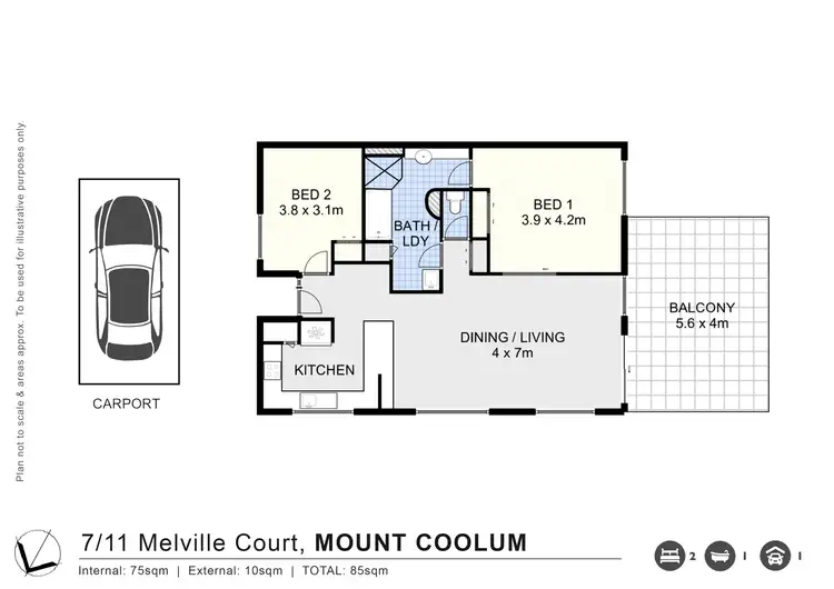 Floorplan of Homely unit listing, 7/11 Melville Court, Mount Coolum QLD 4573