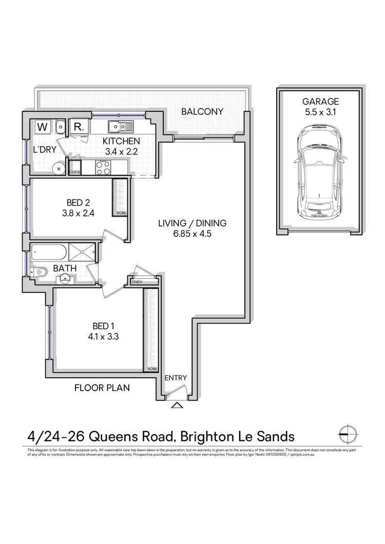 Floorplan of Homely apartment listing, 4/24 Queens Road, Brighton-Le-Sands NSW 2216