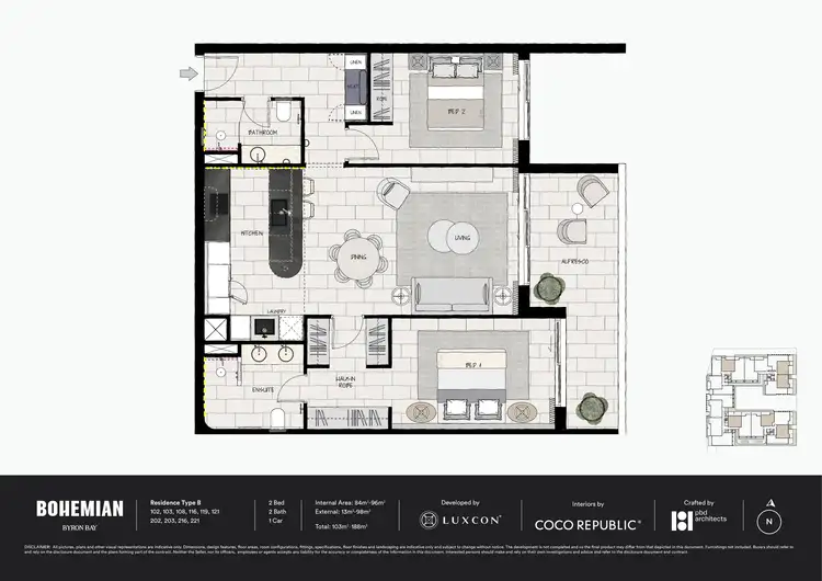 Floorplan of Homely apartment listing, Type B/90-96 Jonson Street, Byron Bay NSW 2481