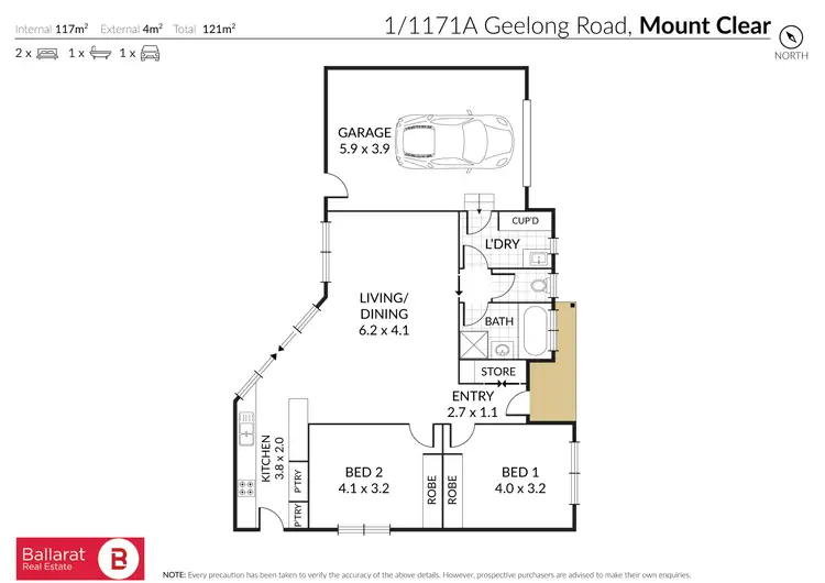 Floorplan of Homely townhouse listing, 1/1171a Geelong Road, Mount Clear VIC 3350