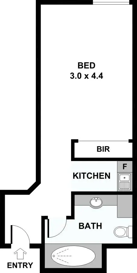 Floorplan of Homely studio listing, 1211/222 Russell Street, Melbourne VIC 3000
