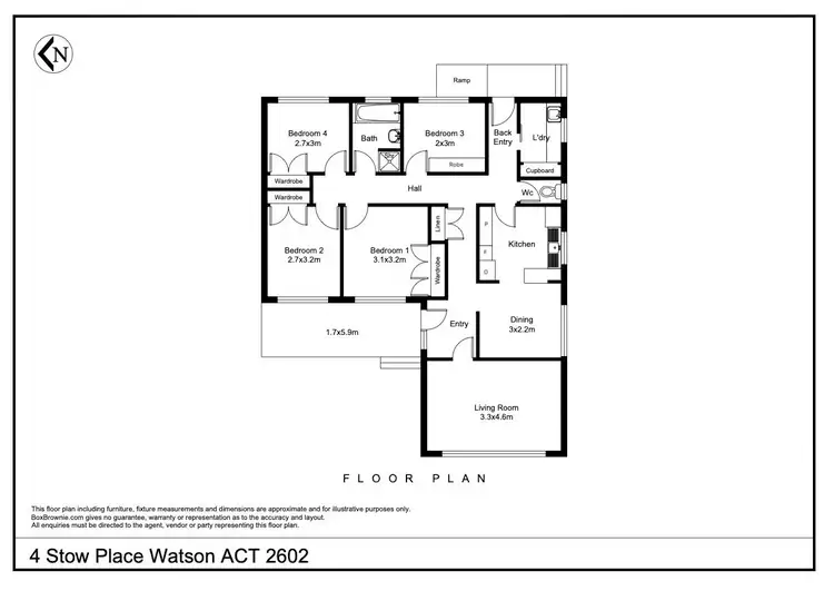 Floorplan of Homely house listing, 4 Stow Place, Watson ACT 2602