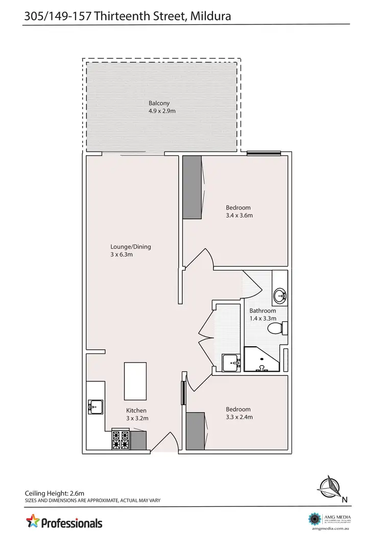 Floorplan of Homely apartment listing, A305/149-157 Thirteenth Street, Mildura VIC 3500
