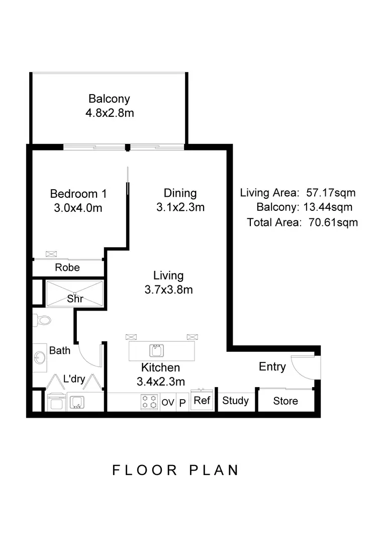 Floorplan of Homely apartment listing, 413/50 Sturt Street, Adelaide SA 5000
