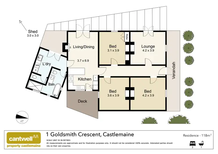 Floorplan of Homely house listing, 1 Goldsmith Crescent, Castlemaine VIC 3450