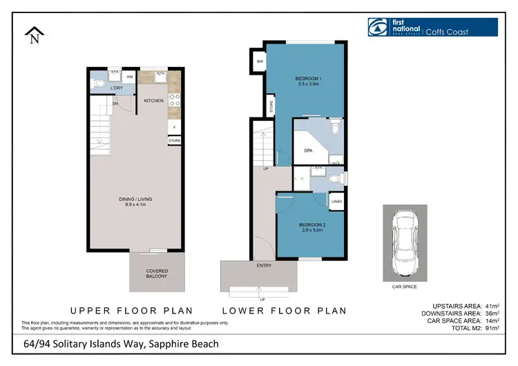 Floorplan of Homely townhouse listing, 64/94 Solitary Islands Way, Sapphire Beach NSW 2450