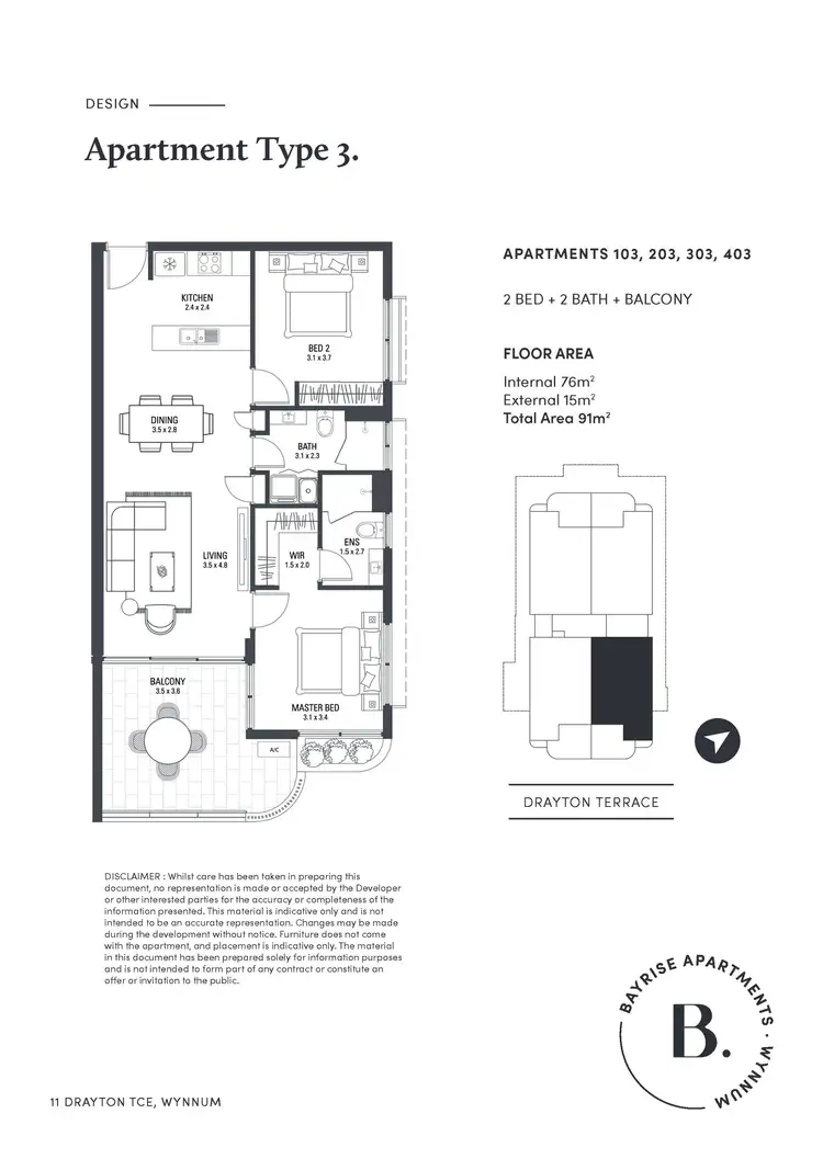 Floorplan of Homely apartment listing, 303/11 Drayton Terrace, Wynnum QLD 4178