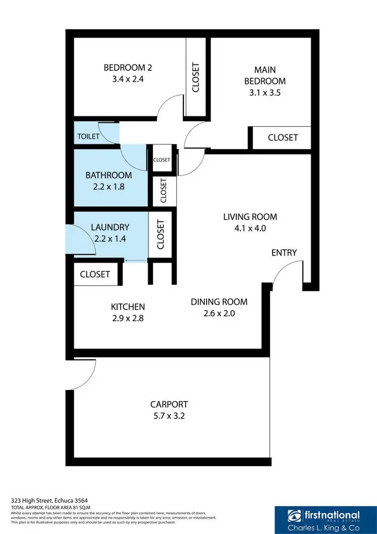 Floorplan of Homely unit listing, 2/343 High Street, Echuca VIC 3564