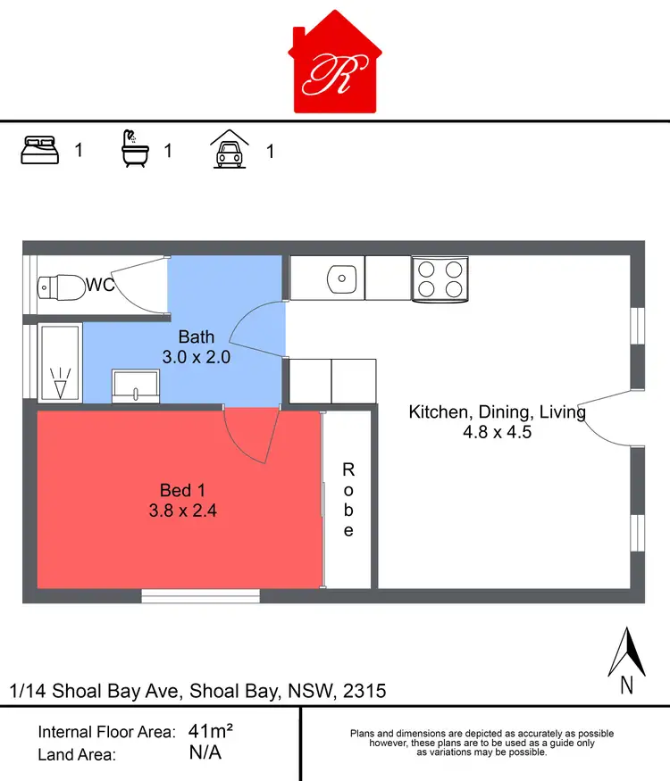Floorplan of Homely apartment listing, 1/14A Shoal Bay Avenue, Shoal Bay NSW 2315