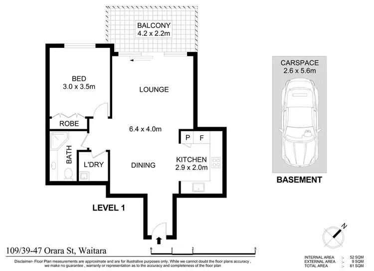 Floorplan of Homely unit listing, 109/39-47 Orara Street, Waitara NSW 2077