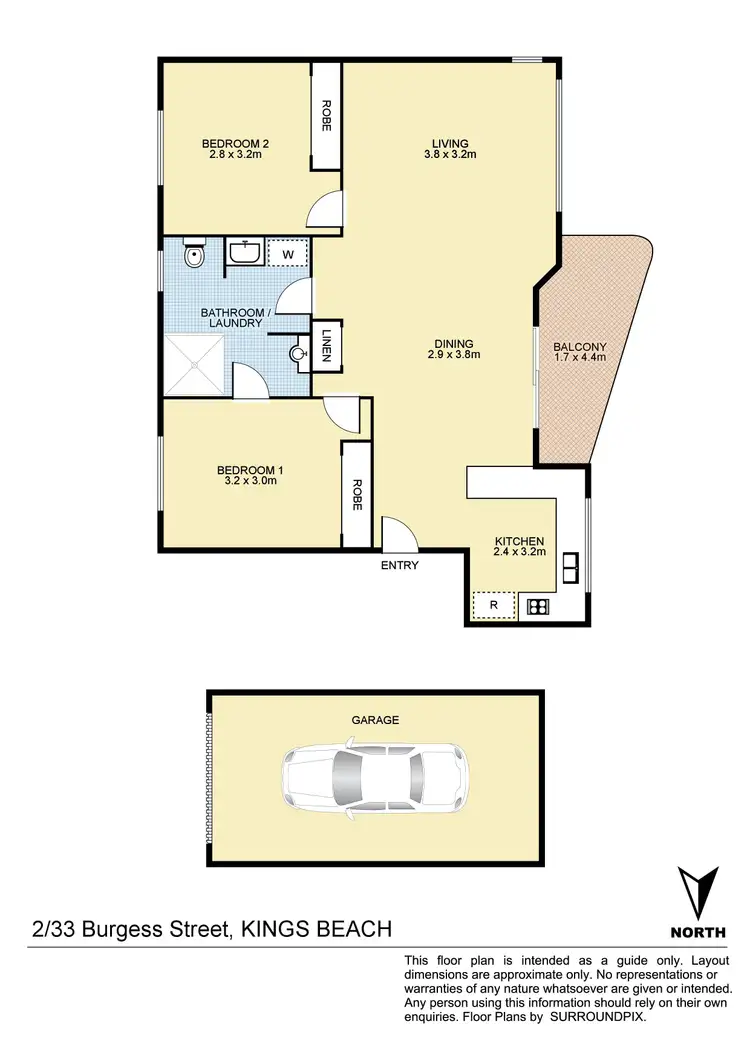 Floorplan of Homely unit listing, 2/33 Burgess Street, Kings Beach QLD 4551